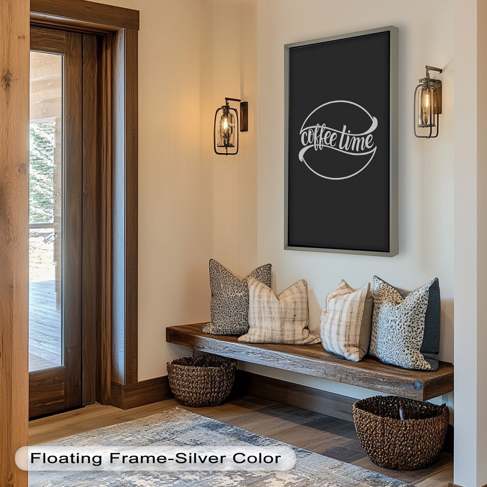 Modern Café Typography Oil Painting – Elegant “Coffee Time” Wall Accent
