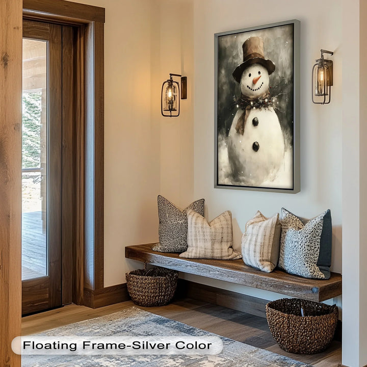 Frosty Cheer – Snowman in Winter Wonderland Oil Painting - MyPhotoStation