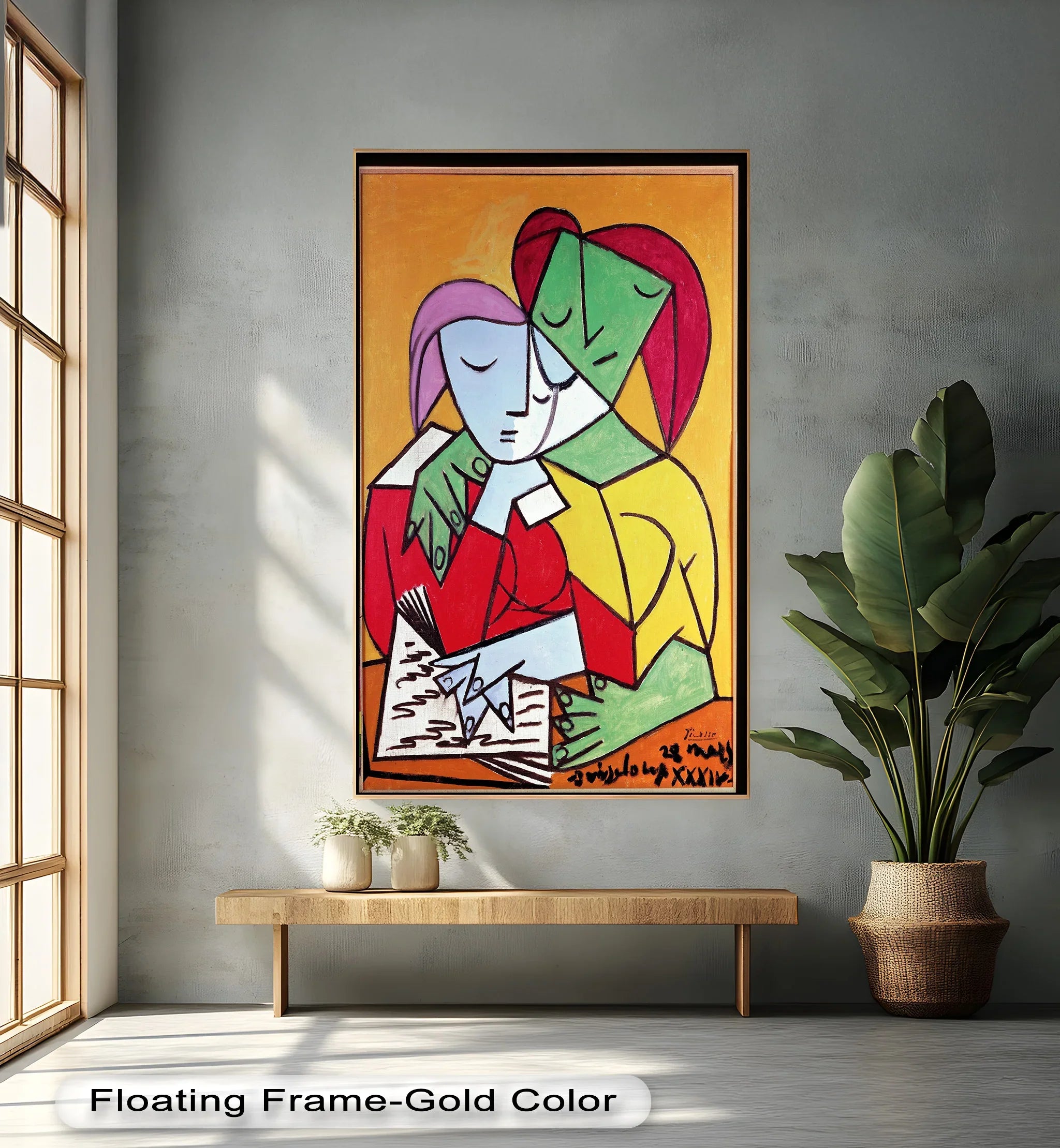 Cubist Lovers in Embrace Abstract - Picasso Oil Painting