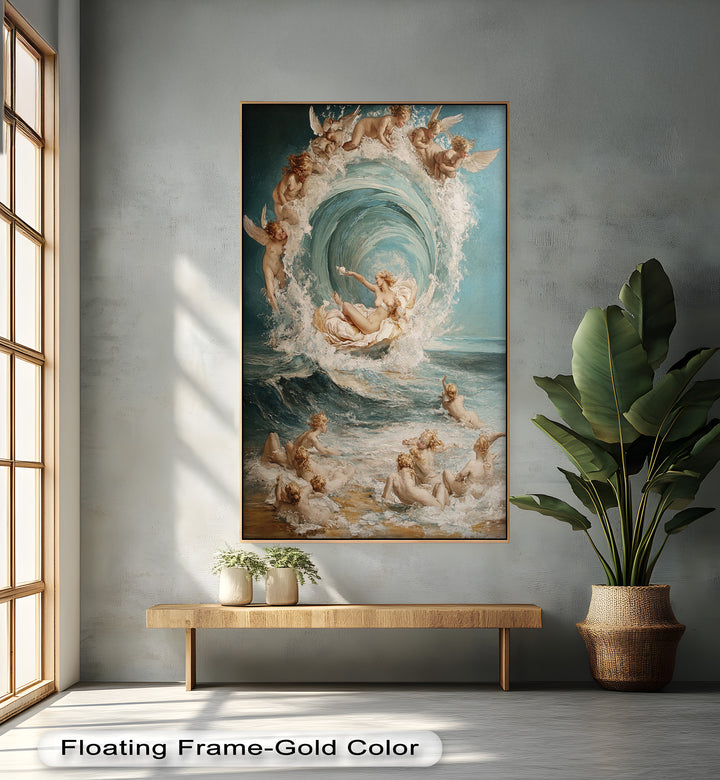 The Birth of Beauty – Mythic Seafoam and Cherubs Nude Oil Painting