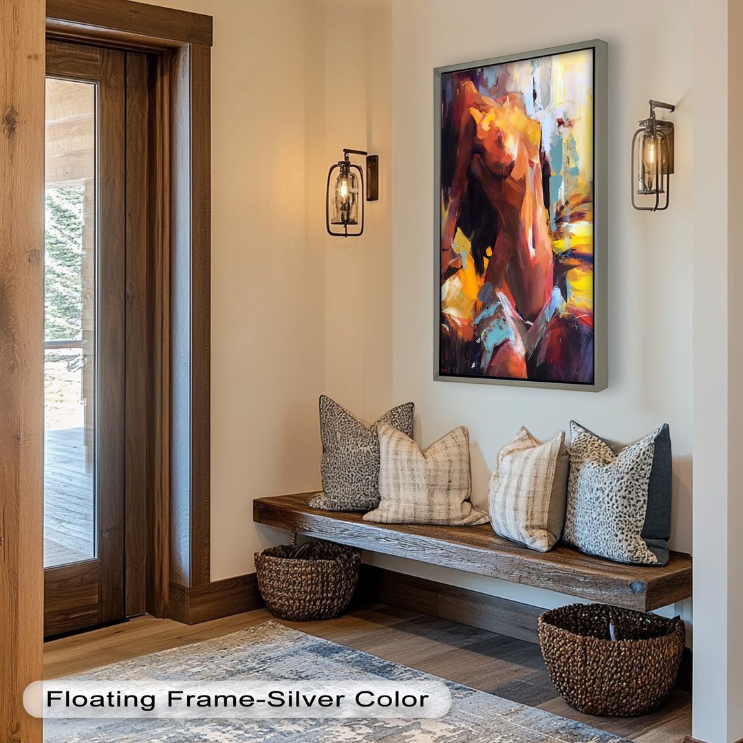 Ember Silhouette – Bold Abstract Nude Oil Painting