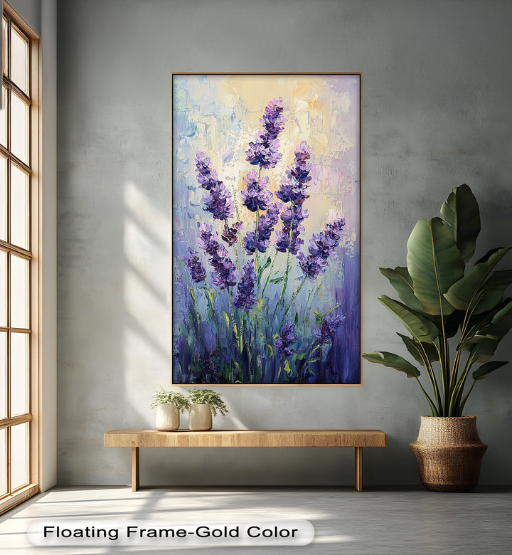 Lavender Blooms in Textured Harmony - Flower Oil Painting