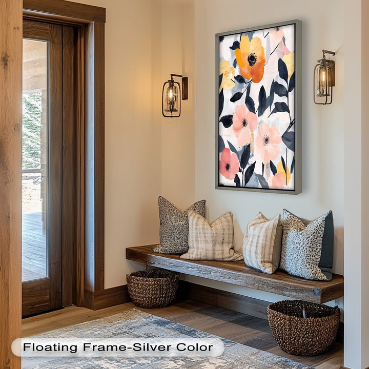Soft Harmony – Peach and Mustard Floral Oil Painting