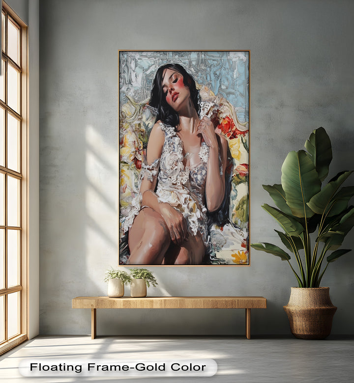 Reverie in Bloom – Zeitgenössische romantische figurative Ölmalerei