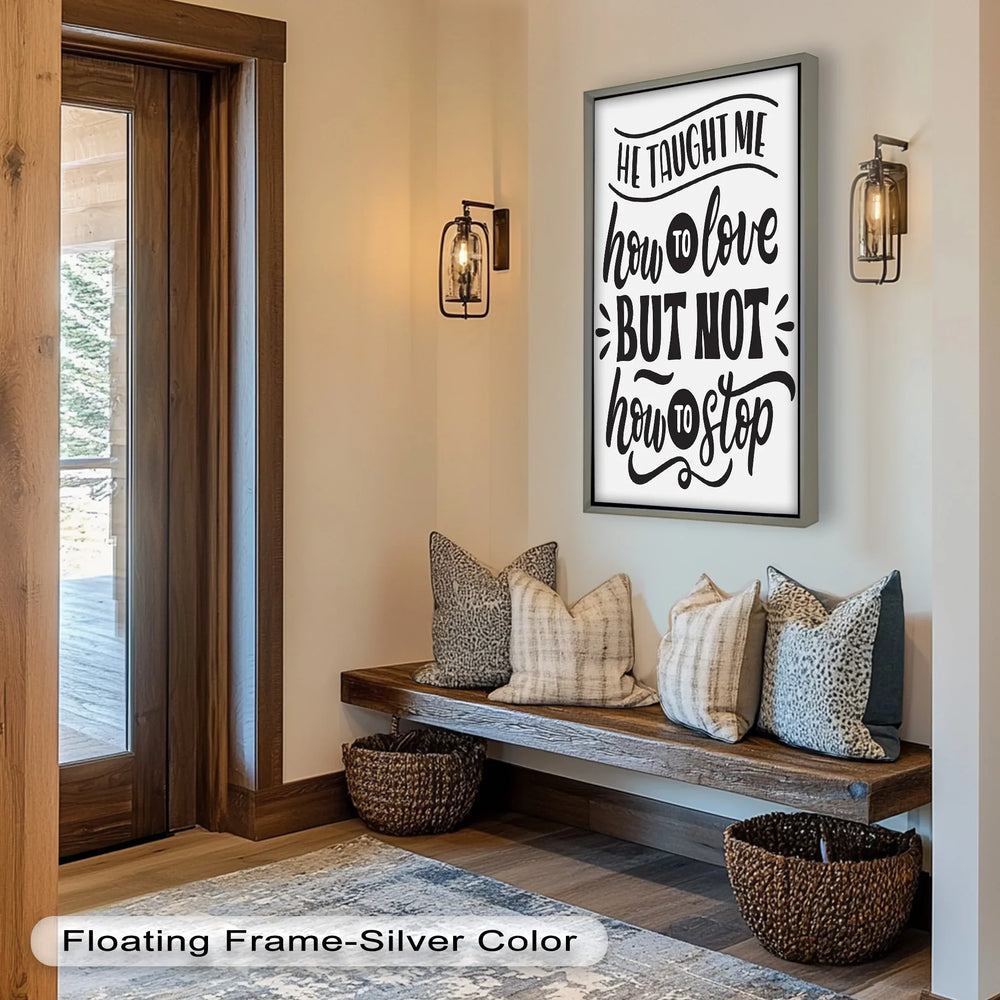 Romantic Black & White Oil Painting – Deep Love Quote Wall Decor
