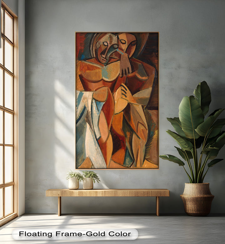 Abstract Embrace in Earth Tones - Picasso Oil Painting