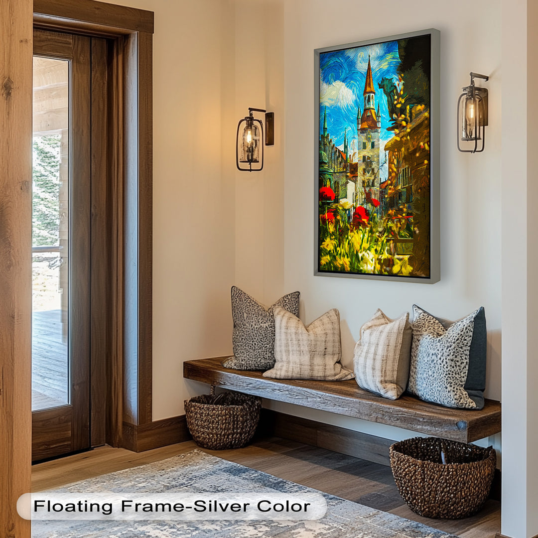 Sunlit Cathedral Square – Vibrant European Cityscape Picasso Oil Painting