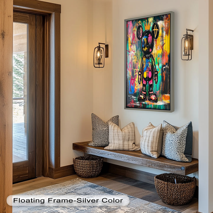 Crowned Chaos – Neon Royal KAWS Oil Painting