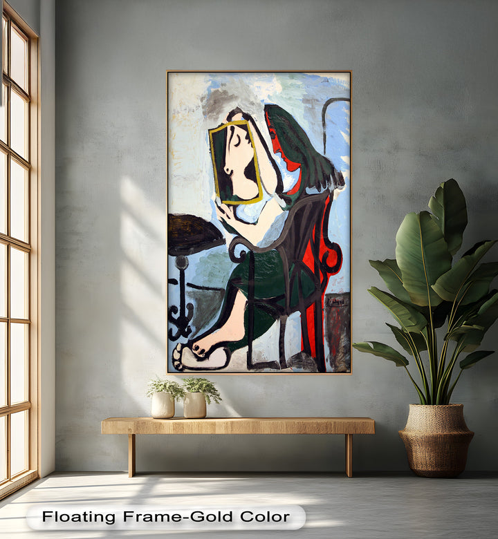 Woman with Mirror – Abstract Reflection Picasso Oil Painting