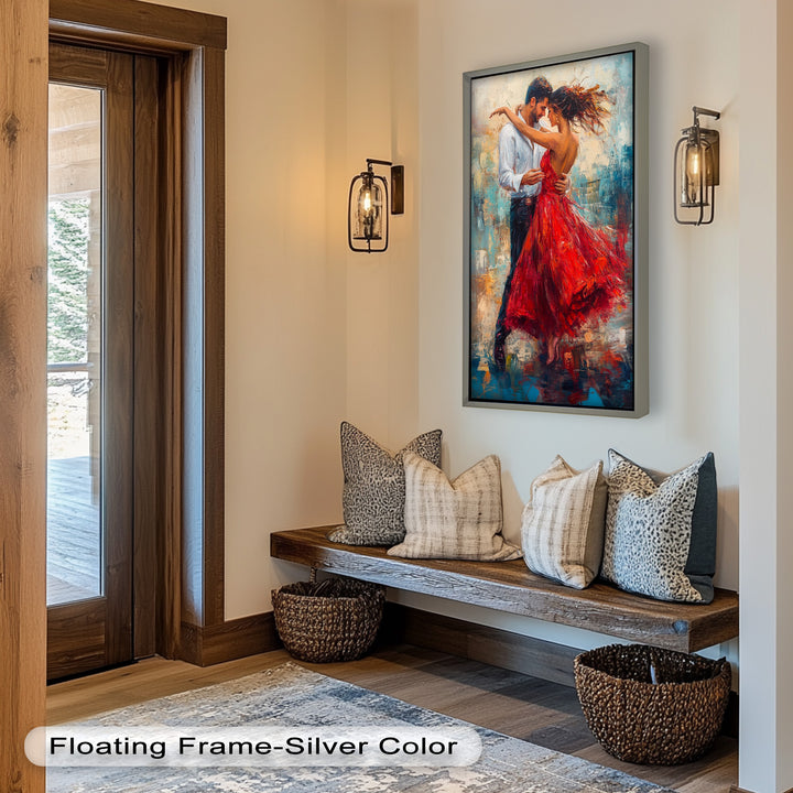 Flamenco Fire – Romantic Couple in Red Dress Oil Painting