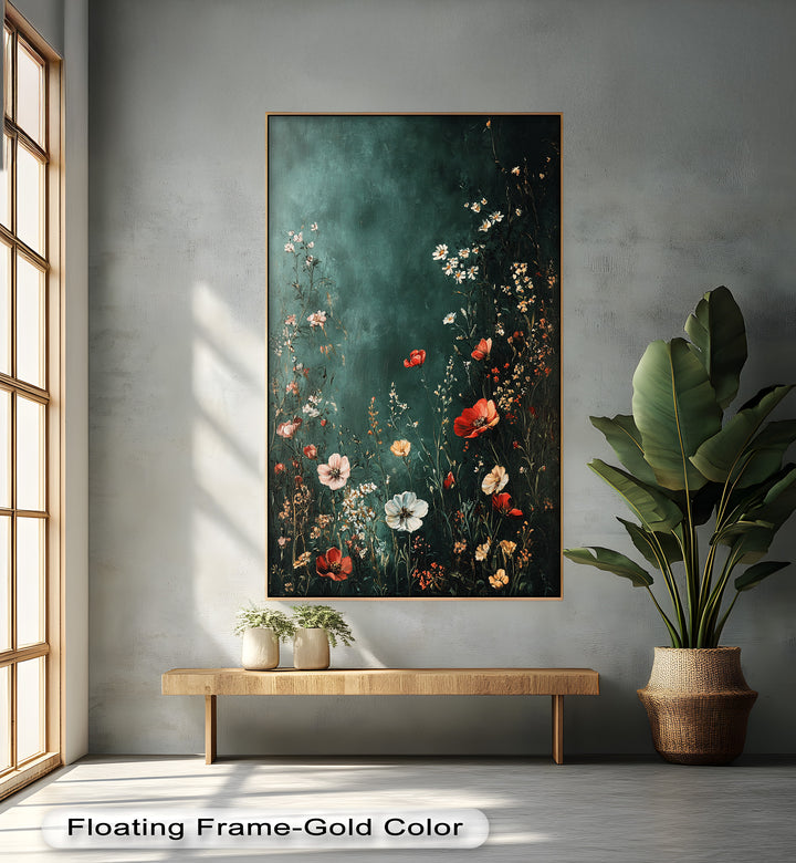 Wild Bloom Serenity – Vintage Blumenölgemälde