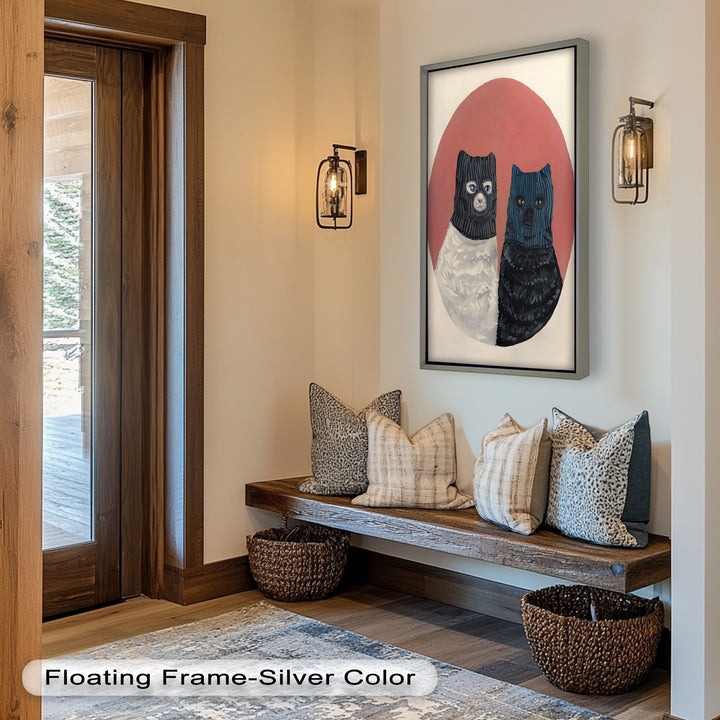 Masked Companions – Contemporary Cat Oil Painting