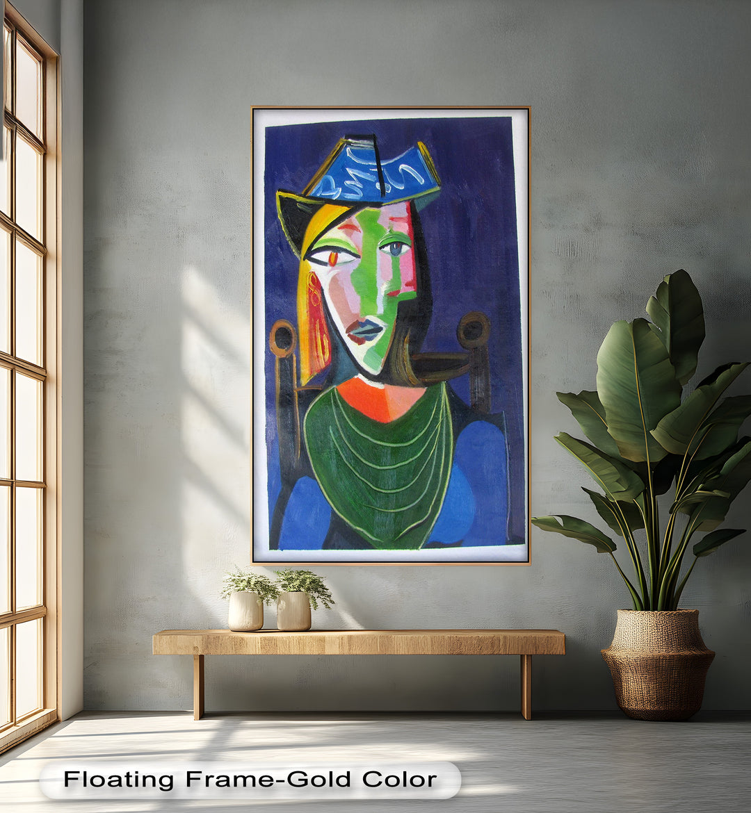 Jade and Indigo Muse – Abstract Woman Picasso Oil Painting