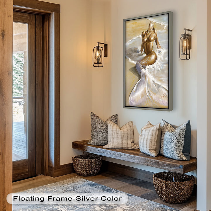 Golden Tide – Sensual Mermaid Oil Painting