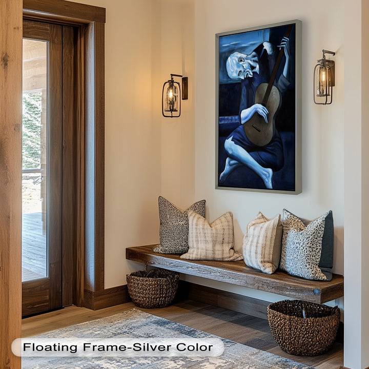 Melancholy Strings – Blue Period-Inspired Guitarist Oil Painting