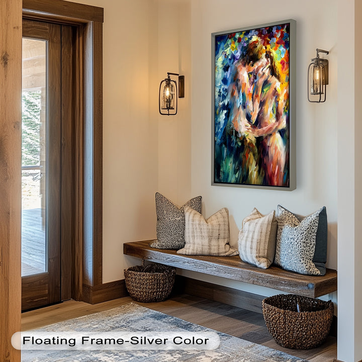 Ethereal Embrace – Abstract Lovers in a Burst of Color Oil Painting