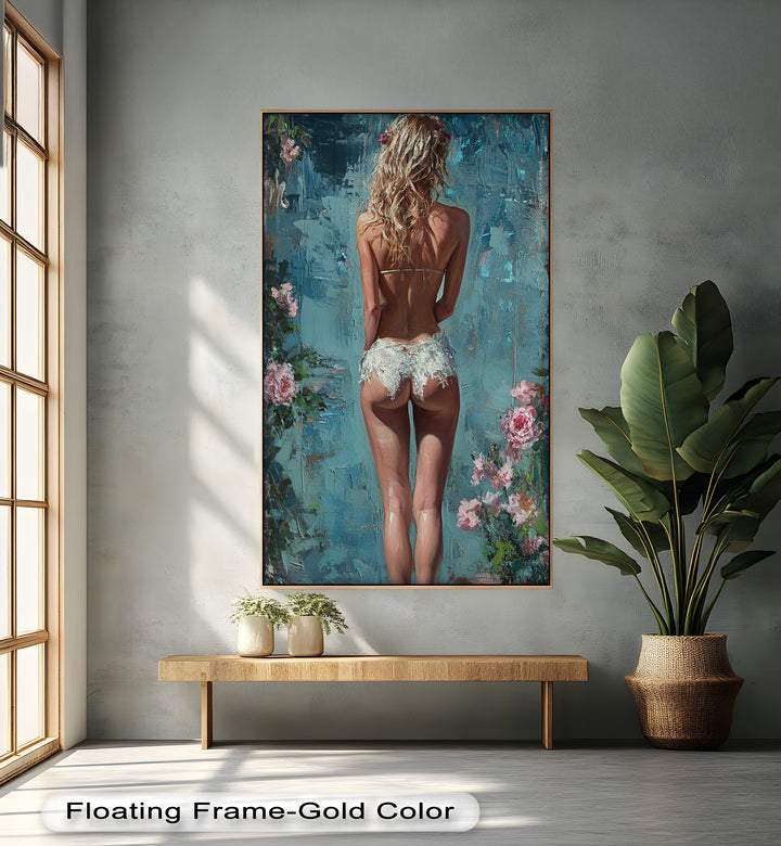 Floral Reverie – Dreamlike Summer Nude Oil Painting