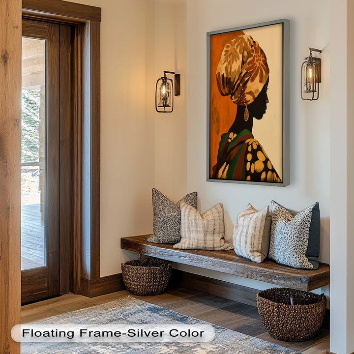 A sophisticated celebration of tradition and womanhood, this artwork blends style and symbolism in a timeless, expressive portrait.