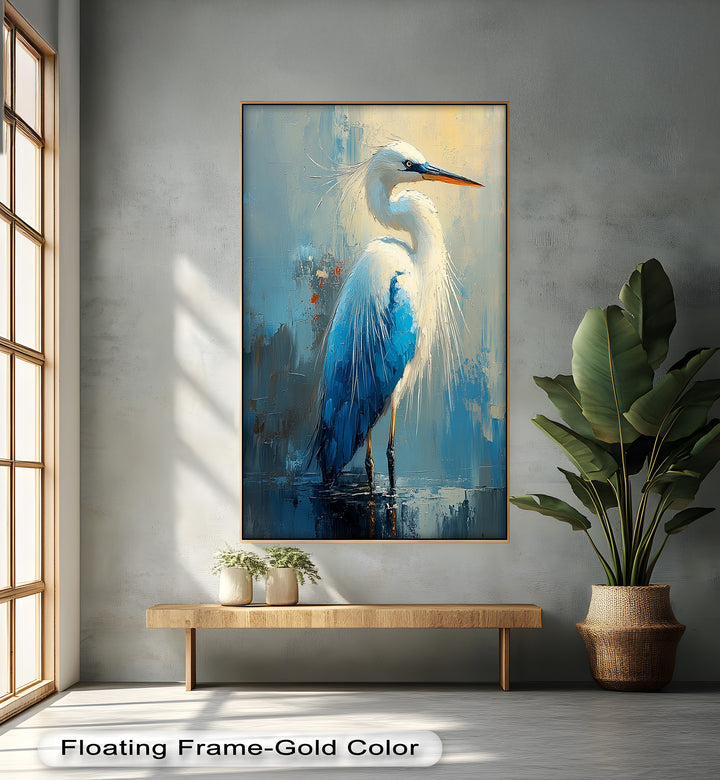 Modern Blue Heron - Animal Oil Painting