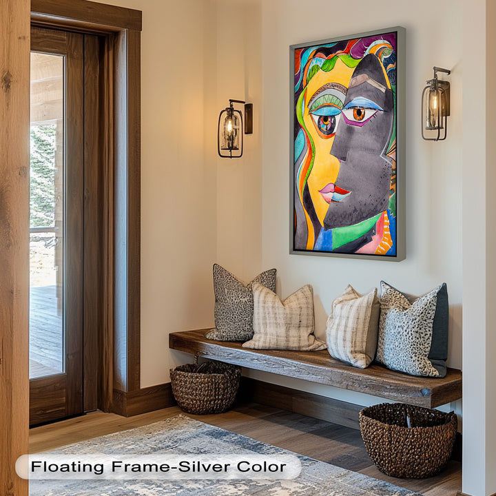 Dual Visions – Vibrant Abstract Faces Picasso Oil Painting