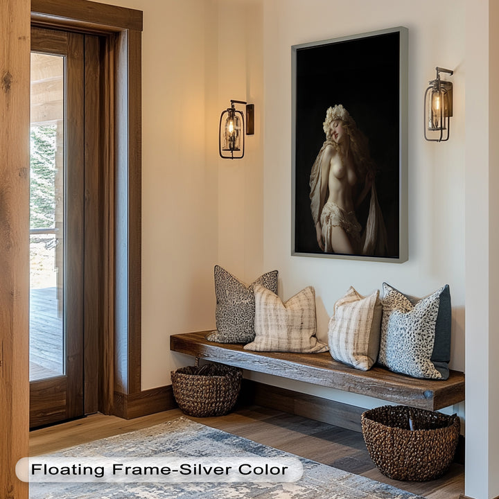 Moonlit Reverie – Classical Nude with Floral Crown Oil Painting