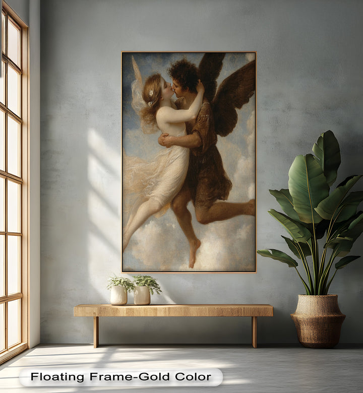 Celestial Embrace – Mythical Angelic Lovers Oil Painting