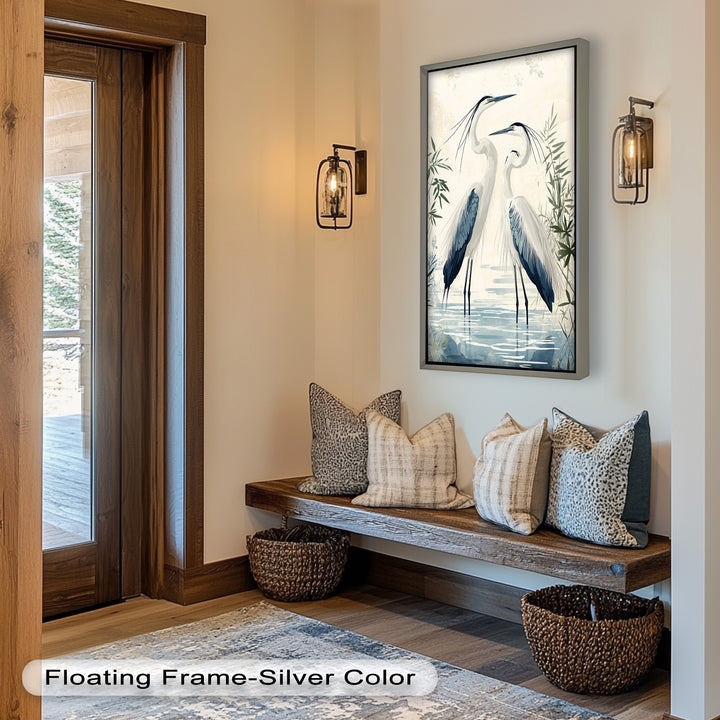 Twin Herons in Harmony – Bird Oil Painting