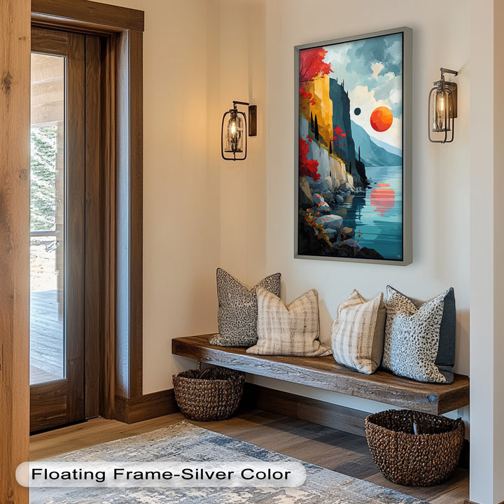 Celestial Cliffs – Surreal Coastal Landscape Picasso Oil Painting
