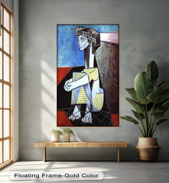 Seated in Reflection – Picasso Style Abstract Oil Painting