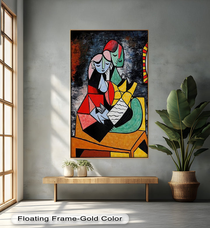 Harmony in Color – Embracing Couple Picasso Style Oil Painting