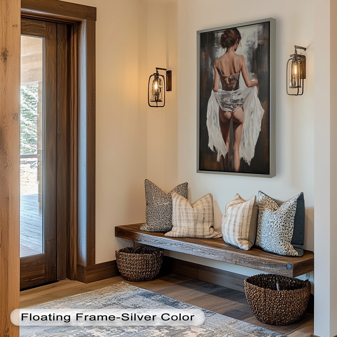 Soft Steps in Lace – Romantic Figurative Nude Oil Painting
