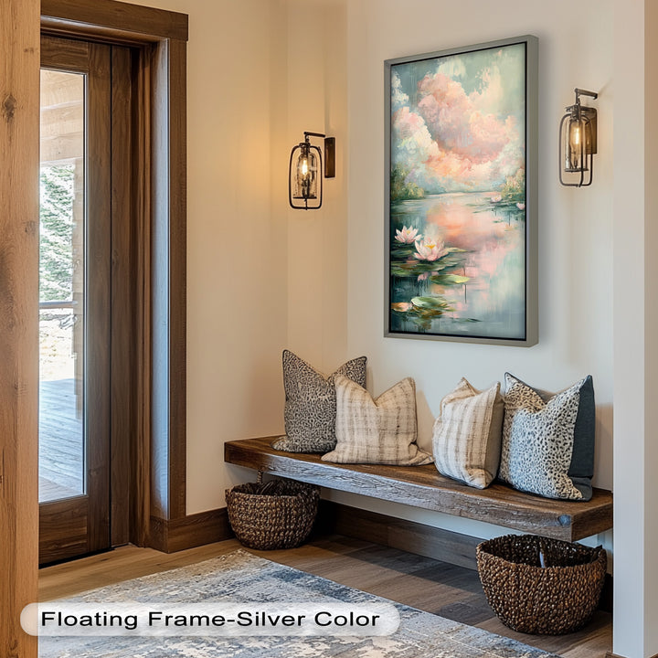 Pastel Water Lilies in Tranquil Lake - Flower Oil Painting