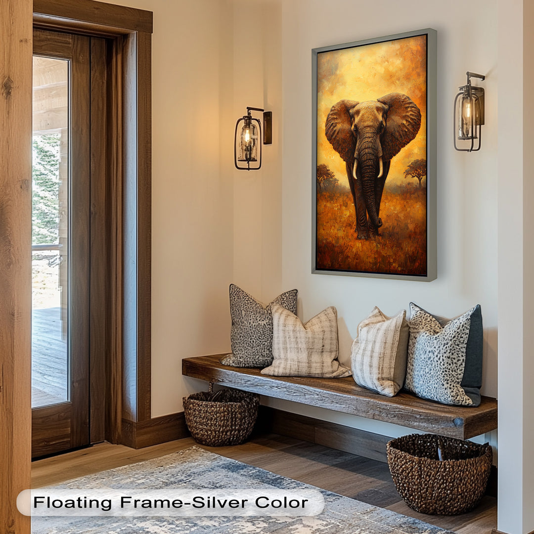Majestic Elephant at Sunset – Wildlife Oil Painting