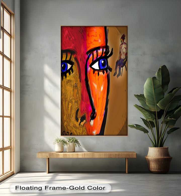 Gaze of Fire – Abstract Portrait with Distant Figure Picasso Oil Painting