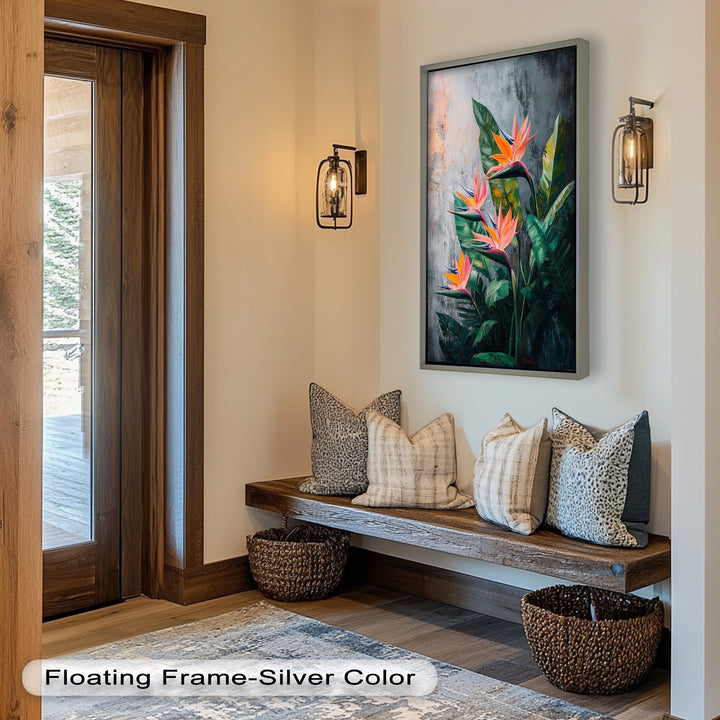 Tropical Flame – Bird of Paradise Botanical Oil Painting