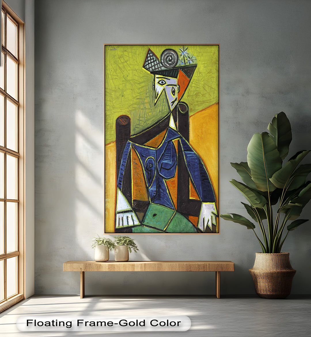 Woman with Spiral Hat – Geometric Abstract Picasso Oil Painting