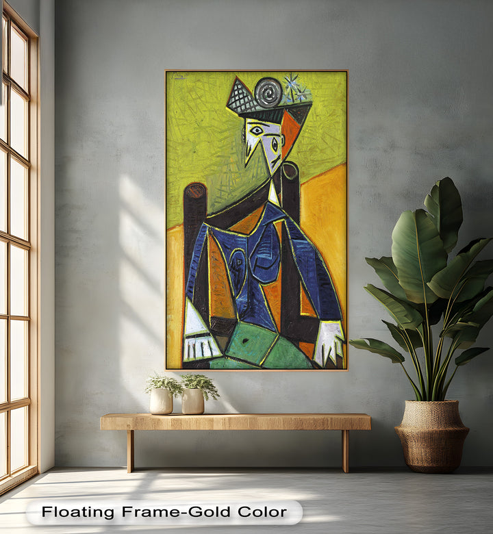 Woman with Spiral Hat – Geometric Abstract Picasso Oil Painting