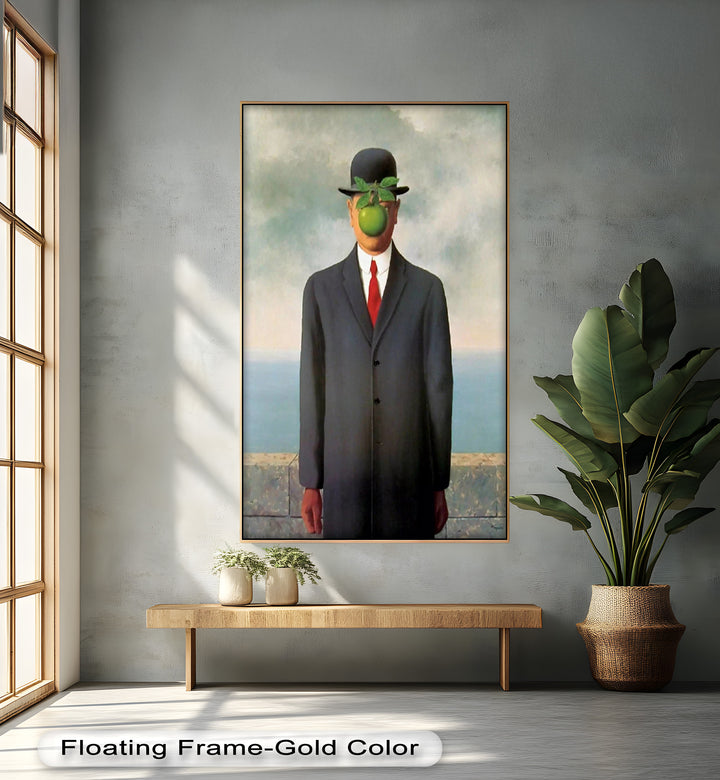 The Apple Enigma – Surrealist Gentleman Oil Painting