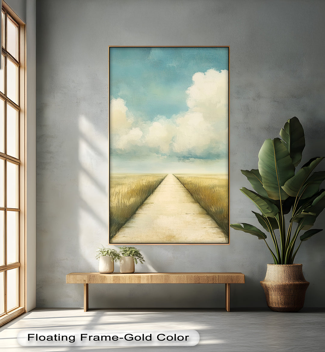 Minimal Nature Wall Art – Road Landscape Oil Painting