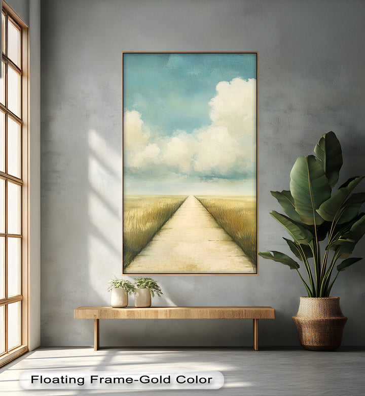Minimal Nature Wall Art – Road Landscape Oil Painting