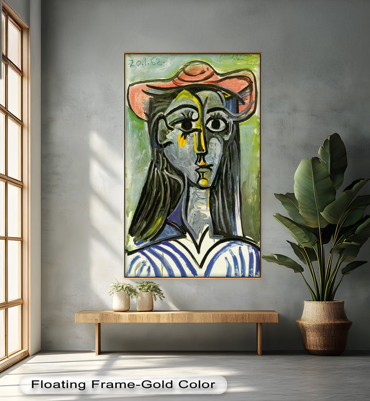 Woman in Rose Hat – Expressive Cubist Portrait Picasso Oil Painting