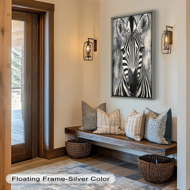 Zebra Portrait – Bold Black and White Animal Oil Painting