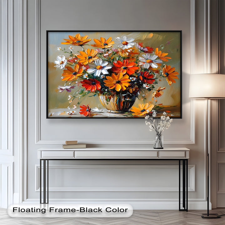 Orange & White Flowers – Botanical Oil Painting