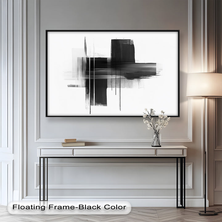 Modern minimalist composition in grayscale with striking contrast.
