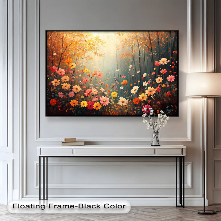 Blühendes Waldlicht – Farbenfrohes Blumenölgemälde
