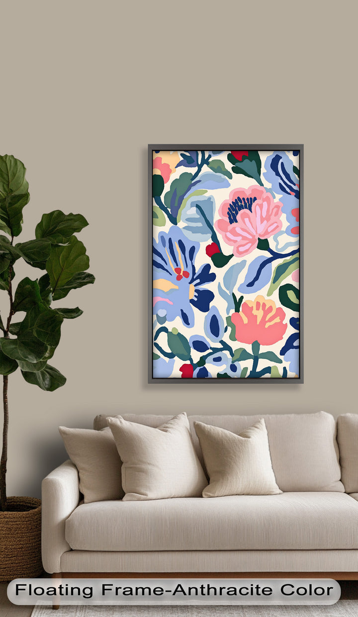 Bold Garden Whimsy – Lebendiges Boho-Blumen-Ölgemälde