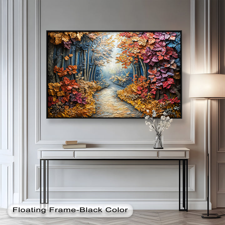 Gerahmte Kunst „Herbstpfad“ – Modernes Waldölgemälde