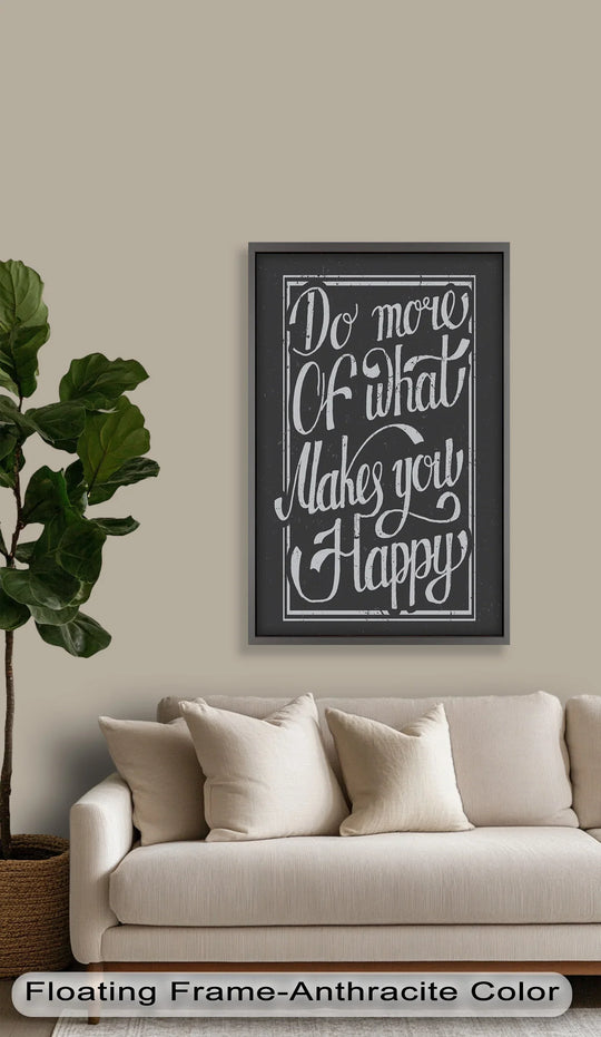 With a dark finish, this modern oil painting art featuring a motivational message, framed with dark lines, is a stylish and bold decorative piece.