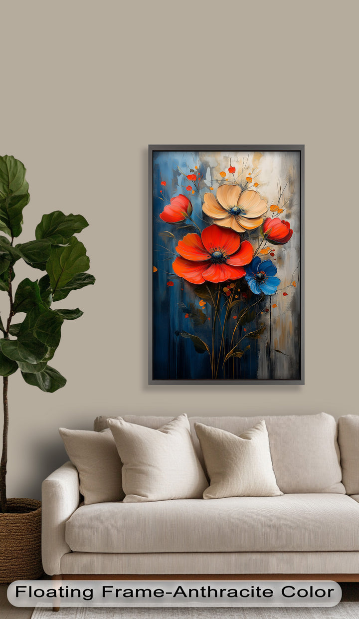 Colorburst Petals – Bold Poppy Bouquet Flower Oil Painting