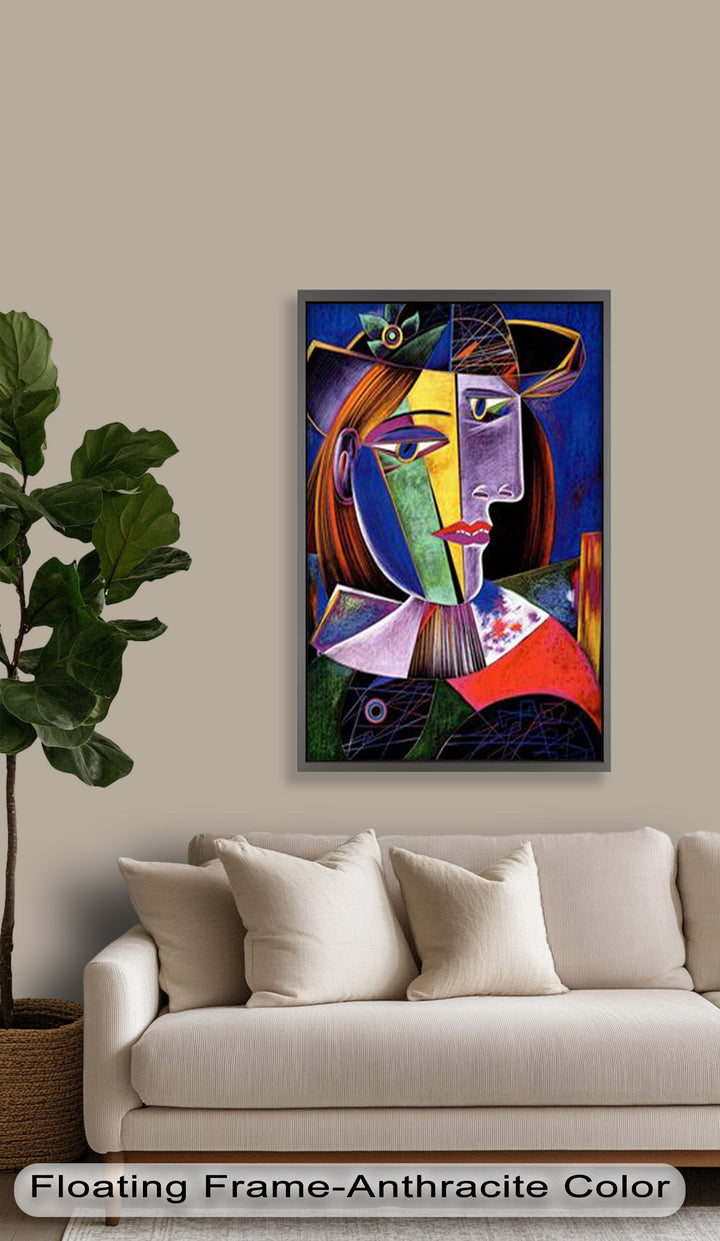 Vibrant Woman with a Flower Hat – Picasso Oil Painting